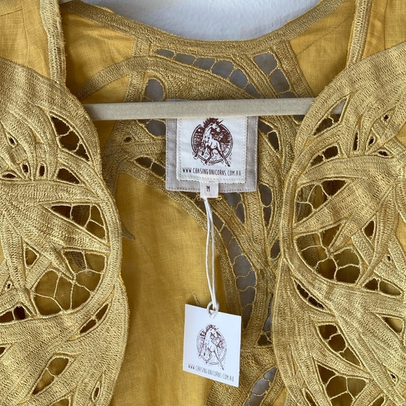 Chasing Unicorns💫 Summer In the City Linen Cutwork Jacket sz M - Picture 6 of 12